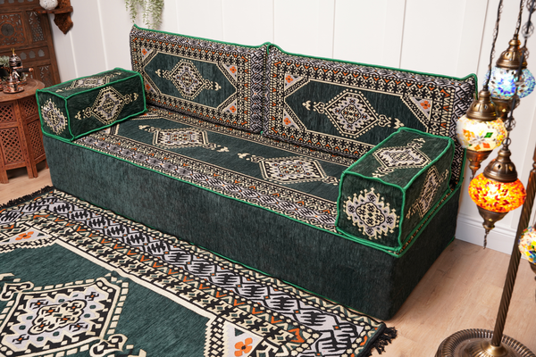 16'' Thickness Single Sofa with Ottoman Couch and Rug, Floor Cushions, Arabic Majlis Set, Boho Floor Seating, Ottoman Floor Cushion, Moroccan Sofas