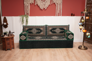 16'' Thickness Single Sofa with Ottoman Couch and Rug, Floor Cushions, Arabic Majlis Set, Boho Floor Seating, Ottoman Floor Cushion, Moroccan Sofas