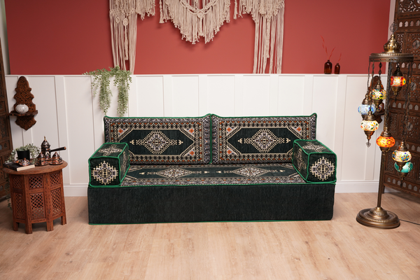 16'' Thickness Single Sofa with Ottoman Couch and Rug, Floor Cushions, Arabic Majlis Set, Boho Floor Seating, Ottoman Floor Cushion, Moroccan Sofas