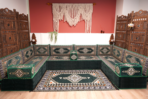 8'' Thickness U Sofa Set, Arabic Jalsa Set, Floor Cushions, Handmade Arabic Sofa