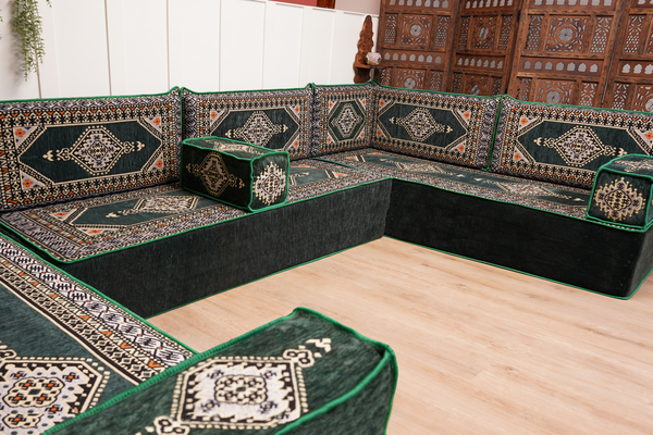 U Shaped Arabic Floor Cushions, Moroccan Sofas, Sectional Sofas, Arabic Seating Sofa, Floor Couches, Arabic Style Sofa