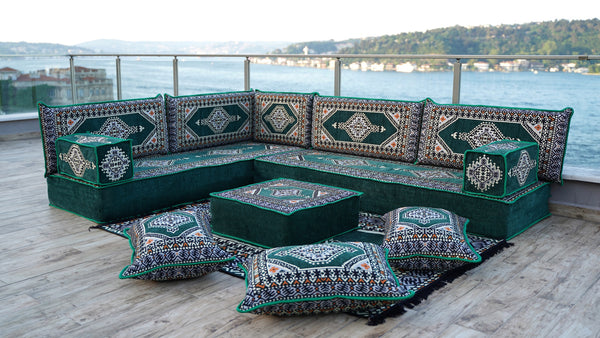 8 Zoll Dicke L Sofa Set, Arabisches Majlis Sofa, Balkon Terrassensofas, Palettensofa, Ethno Sofa, Marokkanisches Sofa
