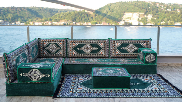 8 Zoll Dicke L Sofa Set, Arabisches Majlis Sofa, Balkon Terrassensofas, Palettensofa, Ethno Sofa, Marokkanisches Sofa