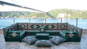8'' Dicke U-Sofa-Set, arabisches Jalsa-Set, Bodenkissen, handgemachtes arabisches Sofa