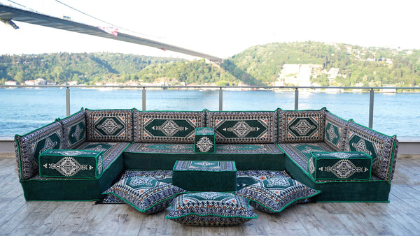8'' Dicke U-Sofa-Set, arabisches Jalsa-Set, Bodenkissen, handgemachtes arabisches Sofa