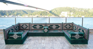 8'' Dicke U-Sofa-Set, arabisches Jalsa-Set, Bodenkissen, handgemachtes arabisches Sofa