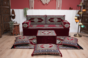 Sofa with Ottoman Couch and Rug, Bohemian Furniture, Arabic Majlis, Sectional Sofa, Turkish Rug Sofa, Moroccan Couch, Custom Made Sofa