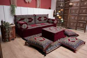 Sofa with Ottoman Couch and Rug, Bohemian Furniture, Arabic Majlis, Sectional Sofa, Turkish Rug Sofa, Moroccan Couch, Custom Made Sofa