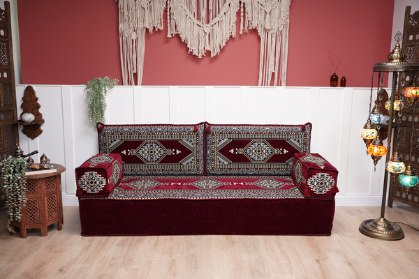 Sofa with Ottoman Couch and Rug, Bohemian Furniture, Arabic Majlis, Sectional Sofa, Turkish Rug Sofa, Moroccan Couch, Custom Made Sofa