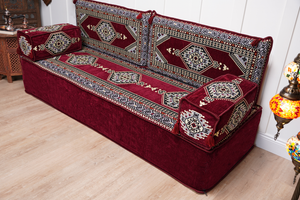 16'' Single Sofa Sets, Maroon Loveseat Arabic Sofa, Turkish Floor Sofa, Moroccan Cushion, Ethnic Floor Cushion, Arabic Floor Sofa