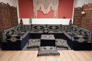 Arabic Majlis Sofa, U Shaped Arabic Floor Sofa Set, Moroccan Sofas, Floor Cushions, Arabic Seating Sofa, Turkish Sofa, Floor Couch