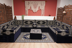 Arabic Majlis Sofa, U Shaped Arabic Floor Sofa Set, Moroccan Sofas, Floor Cushions, Arabic Seating Sofa, Turkish Sofa, Floor Couch