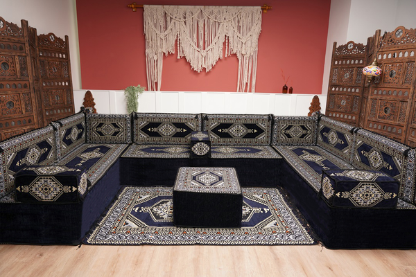 Arabic Majlis Sofa, U Shaped Arabic Floor Sofa Set, Moroccan Sofas, Floor Cushions, Arabic Seating Sofa, Turkish Sofa, Floor Couch