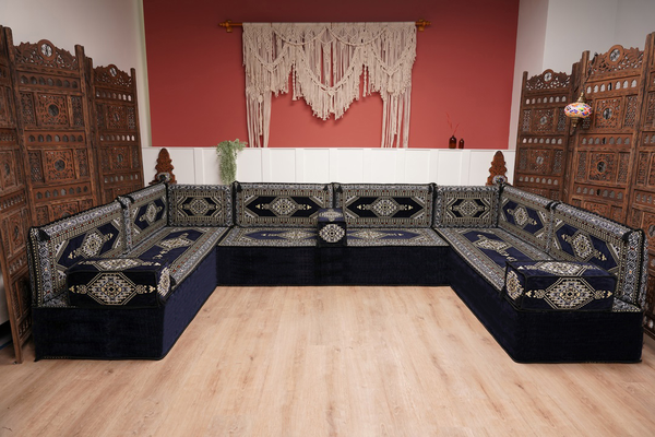 Arabic Majlis Sofa, U Shaped Arabic Floor Sofa Set, Moroccan Sofas, Floor Cushions, Arabic Seating Sofa, Turkish Sofa, Floor Couch