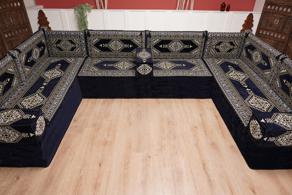 Arabisches Majlis Sofa, U-förmiges arabisches Bodensofa-Set, Marokkanische Sofas, Bodenkissen, Arabisches Sitzsofa, Türkisches Sofa, Boden-Couch