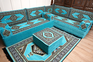 8'' Thickness L Sofa Set, Floor Cushions, Balcony Patio Sofas, Terrace Sofa, Ethnic Sofa