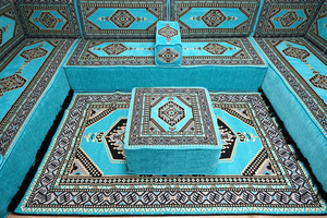 U Shaped Turquoise Arabic Floor Sofa Set, Floor Cushions, Balcony Patio Sofas, Pallet Sofa, Ethnic Sofa, Moroccan Sofas