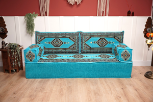 8'' Thickness Sofa Set, Turquoise Turkish Floor Sofas, Floor Couch, Reading Sofa Pillow, Window Seat, Bench Cushion