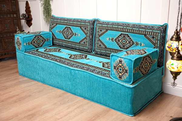 8'' Thickness Sofa Set, Turquoise Turkish Floor Sofas, Floor Couch, Reading Sofa Pillow, Window Seat, Bench Cushion