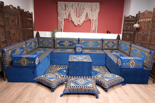 8'' Thickness U Sofa Set, Turkish Seating Pillows, Floor Sitting Set, Arabic Jalsa