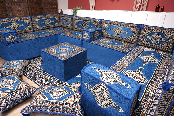 8'' Thickness U Sofa Set, Turkish Seating Pillows, Floor Sitting Set, Arabic Jalsa