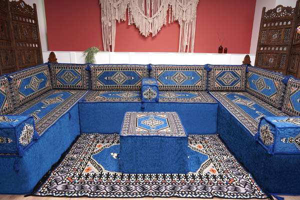 8'' Thickness U Sofa Set, Turkish Seating Pillows, Floor Sitting Set, Arabic Jalsa