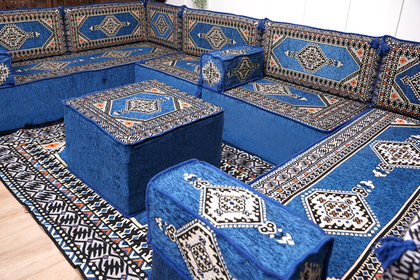 8'' Thickness U Sofa Set, Turkish Seating Pillows, Floor Sitting Set, Arabic Jalsa