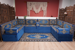 كنبة أرضية عربية، كنب عربي على شكل حرف U، وسائد أرضية، كنبة مجلس عربية، كنب عصري، وسائد مقاعد أرضية