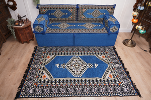 16'' Thickness Floor Cushions, Arabic Majlis Set, Single Sofa with Ottoman Couch and Rug, Bohemian Furniture, Sectional Sofa