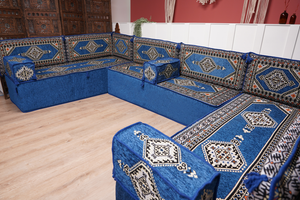 كنبة أرضية عربية، كنب عربي على شكل حرف U، وسائد أرضية، كنبة مجلس عربية، كنب عصري، وسائد مقاعد أرضية