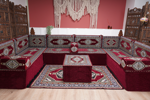 أريكة عربية زاوية على شكل حرف U، أرائك عصرية، أريكة مجلس عربية كستنائية، أريكة تركية، أريكة جلوس عربية