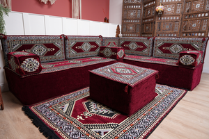 L Shaped Floor Couch, Sectional Sofa Set, Corner Floor Couch, Moroccan Home Decor, Floor Cushions, Bohemian Furniture, Arabic Sofa Set