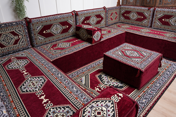 أريكة عربية زاوية على شكل حرف U، أرائك عصرية، أريكة مجلس عربية كستنائية، أريكة تركية، أريكة جلوس عربية