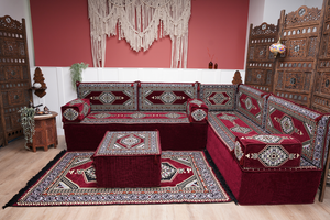L Shaped Floor Couch, Sectional Sofa Set, Corner Floor Couch, Moroccan Home Decor, Floor Cushions, Bohemian Furniture, Arabic Sofa Set