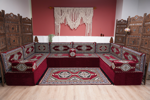 أريكة عربية زاوية على شكل حرف U، أرائك عصرية، أريكة مجلس عربية كستنائية، أريكة تركية، أريكة جلوس عربية