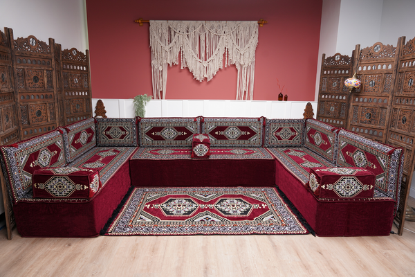 أريكة عربية زاوية على شكل حرف U، أرائك عصرية، أريكة مجلس عربية كستنائية، أريكة تركية، أريكة جلوس عربية