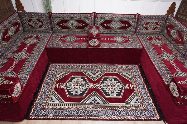 أريكة عربية زاوية على شكل حرف U، أرائك عصرية، أريكة مجلس عربية كستنائية، أريكة تركية، أريكة جلوس عربية