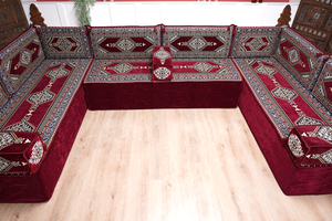 8'' Thickness U Sofa Set, Moroccan Sofa, Turkish Sitting Pillows Set, Arabic Majlis