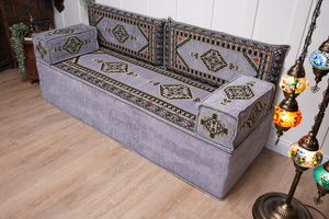 Loveseat Arabic Sofa, Traditional Living Room Sofa with Ottoman Couch and Rug, Floor Sofa Set, Ottoman Floor Cushion Seating, Arabic Majlis