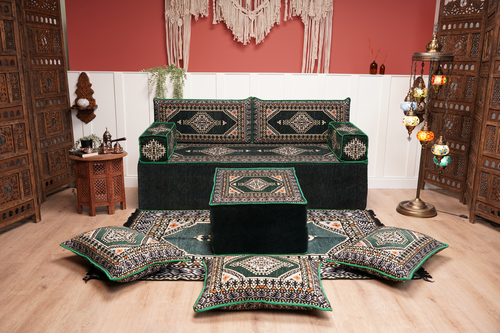16'' Thickness Single Sofa with Ottoman Couch and Rug, Floor Cushions, Arabic Majlis Set, Boho Floor Seating, Ottoman Floor Cushion, Moroccan Sofas