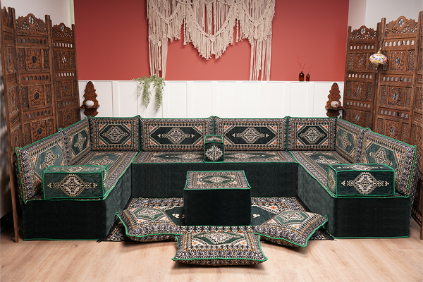 U Shaped Arabic Floor Cushions, Moroccan Sofas, Sectional Sofas, Arabic Seating Sofa, Floor Couches, Arabic Style Sofa