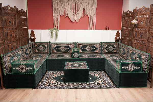 U Shaped Arabic Floor Cushions, Moroccan Sofas, Sectional Sofas, Arabic Seating Sofa, Floor Couches, Arabic Style Sofa