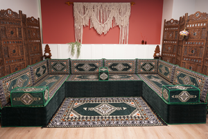 U Shaped Arabic Floor Cushions, Moroccan Sofas, Sectional Sofas, Arabic Seating Sofa, Floor Couches, Arabic Style Sofa