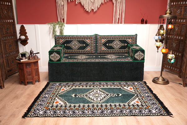 8'' Thickness Sofa Set, Green Reading Sofa, Window Seat, Bench Cushion, Meditation Yoga, Loveseat Sofa