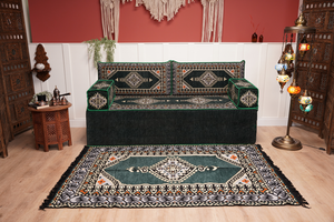 16'' Thickness Single Sofa with Ottoman Couch and Rug, Floor Cushions, Arabic Majlis Set, Boho Floor Seating, Ottoman Floor Cushion, Moroccan Sofas