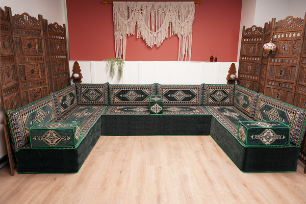 U Shaped Arabic Floor Cushions, Moroccan Sofas, Sectional Sofas, Arabic Seating Sofa, Floor Couches, Arabic Style Sofa