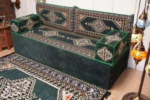 16'' Thickness Single Sofa with Ottoman Couch and Rug, Floor Cushions, Arabic Majlis Set, Boho Floor Seating, Ottoman Floor Cushion, Moroccan Sofas