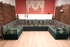 8'' Thickness U Sofa Set, Arabic Jalsa Set, Floor Cushions, Handmade Arabic Sofa