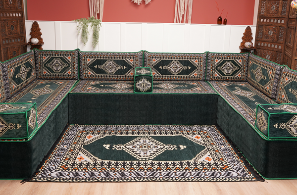 U Shaped Arabic Floor Cushions, Moroccan Sofas, Sectional Sofas, Arabic Seating Sofa, Floor Couches, Arabic Style Sofa