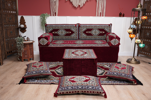 Sofa with Ottoman Couch and Rug, Bohemian Furniture, Arabic Majlis, Sectional Sofa, Turkish Rug Sofa, Moroccan Couch, Custom Made Sofa